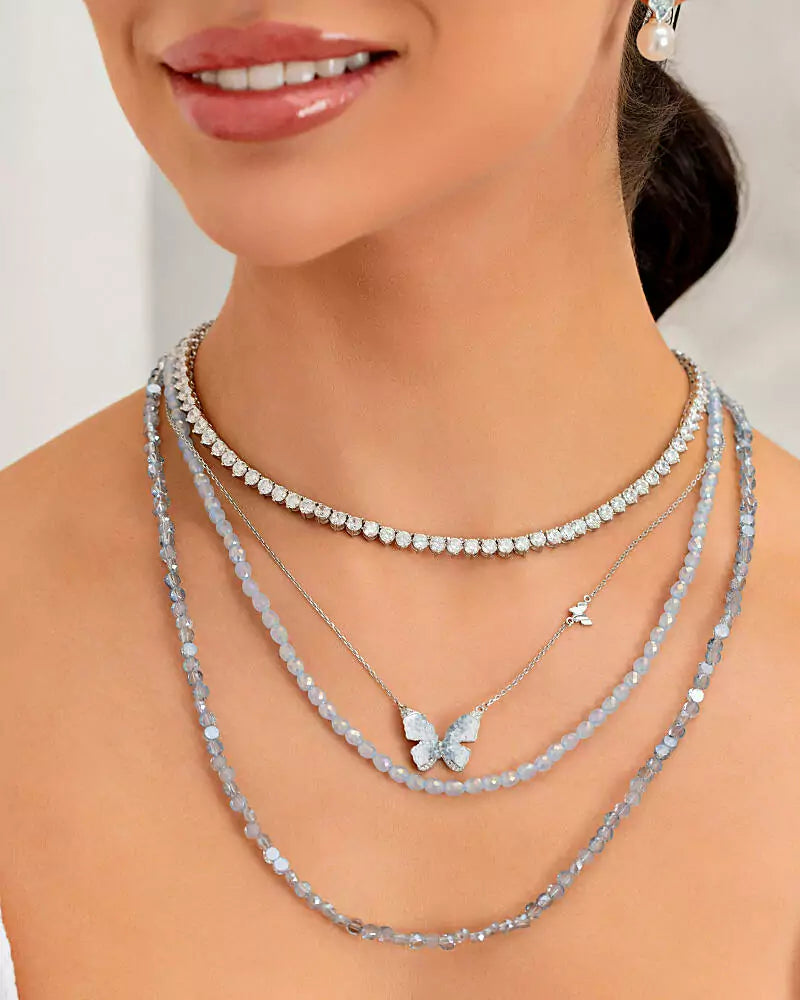 NECKLACE CRYSTAL FLAT CIRCLES