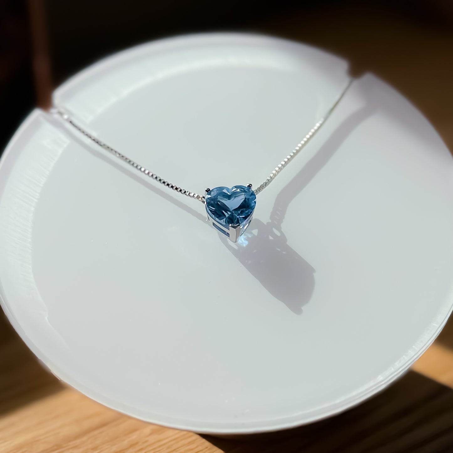 NECKLACE BLUE HEART CUBIC ZIRCON