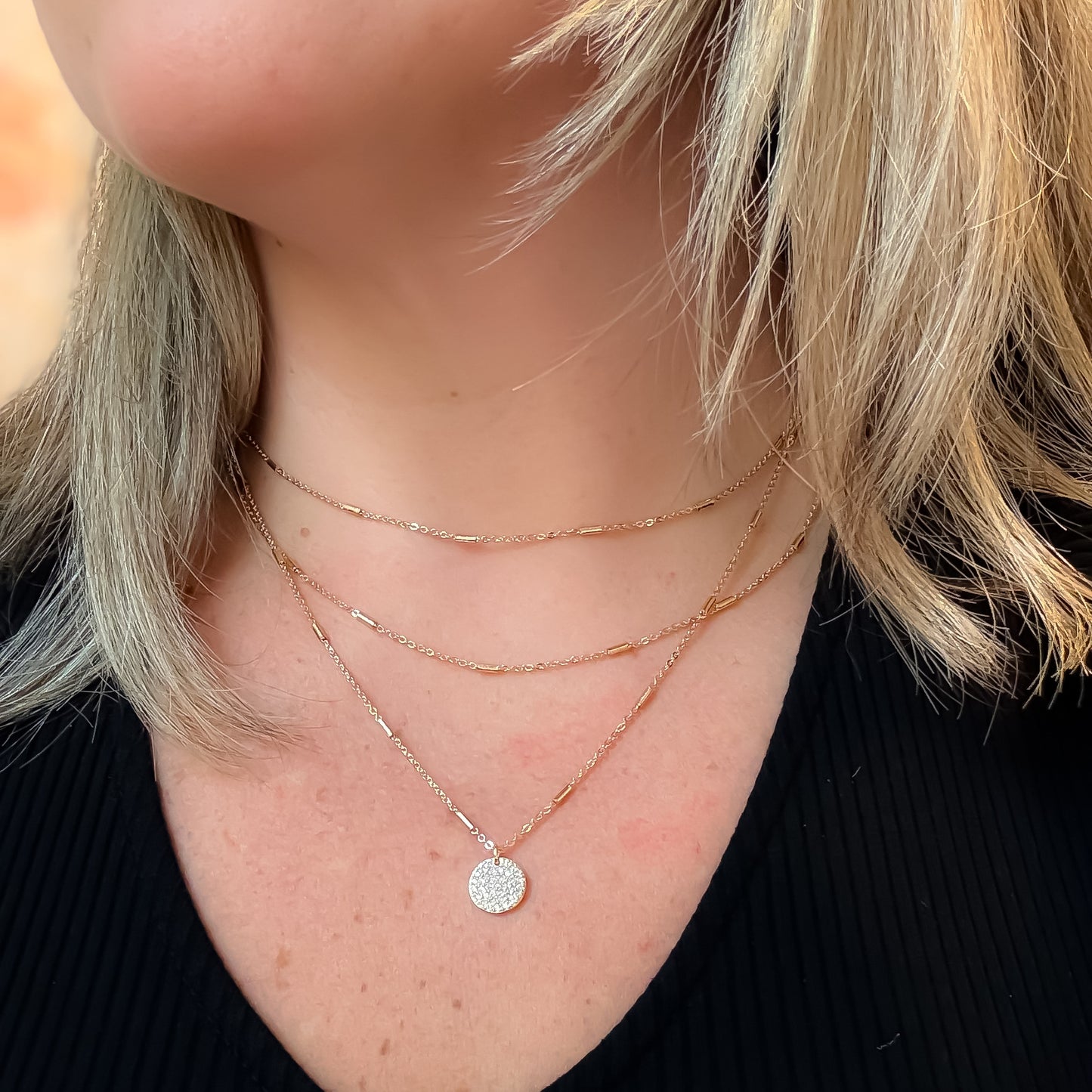 NECKLACE 3in1 STUDDED LITTLE MEDAL