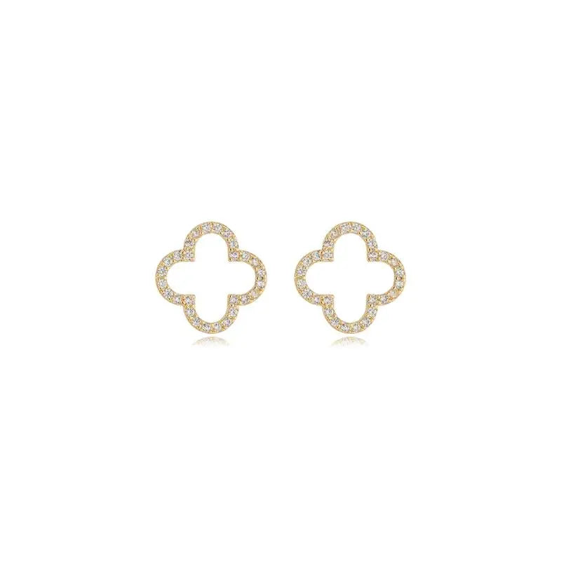 EARRINGS CLOVER STUDDED CUBIC ZIRCON
