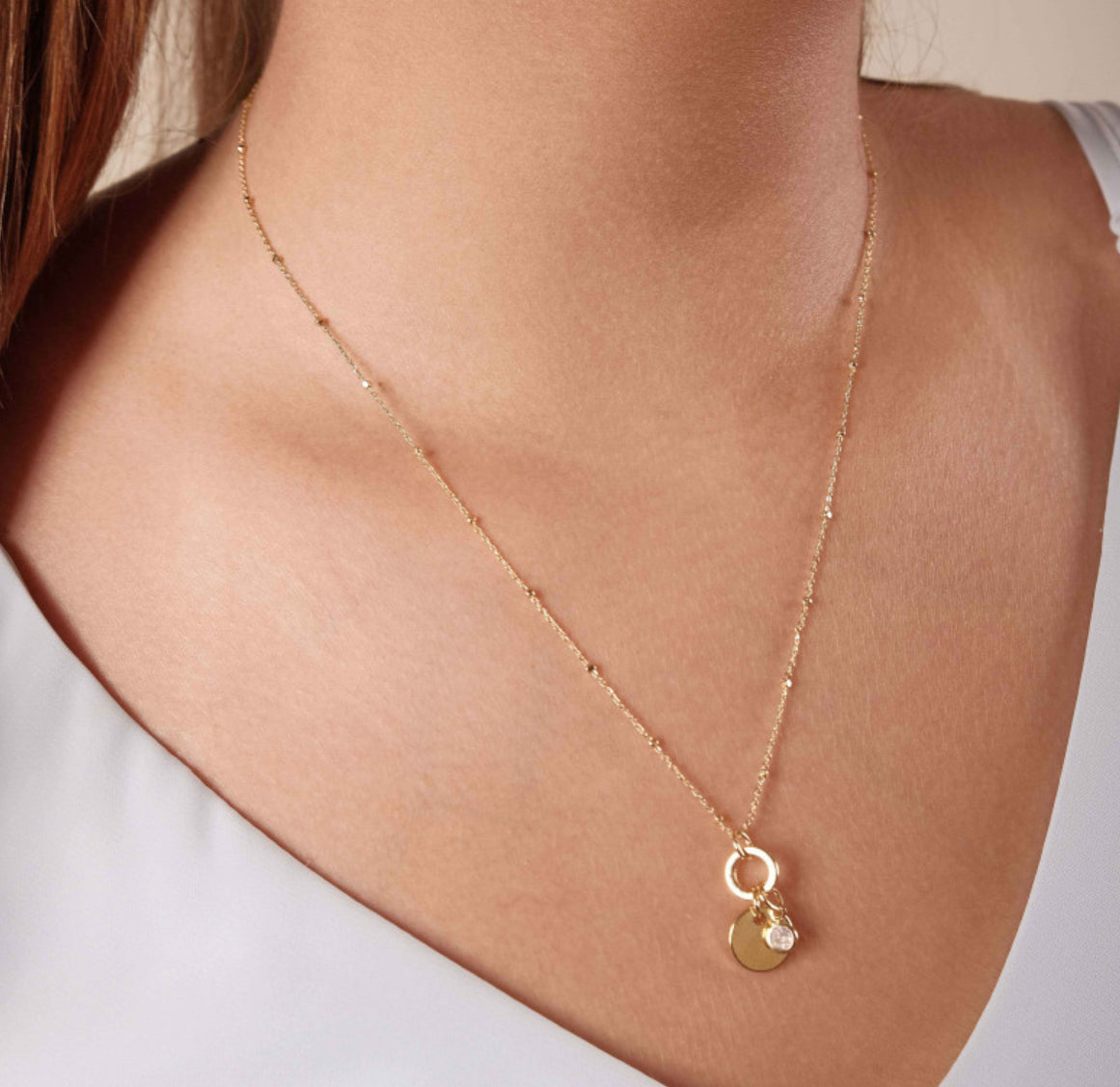 NECKLACE PENDANTS ZIRCON + CIRCLE