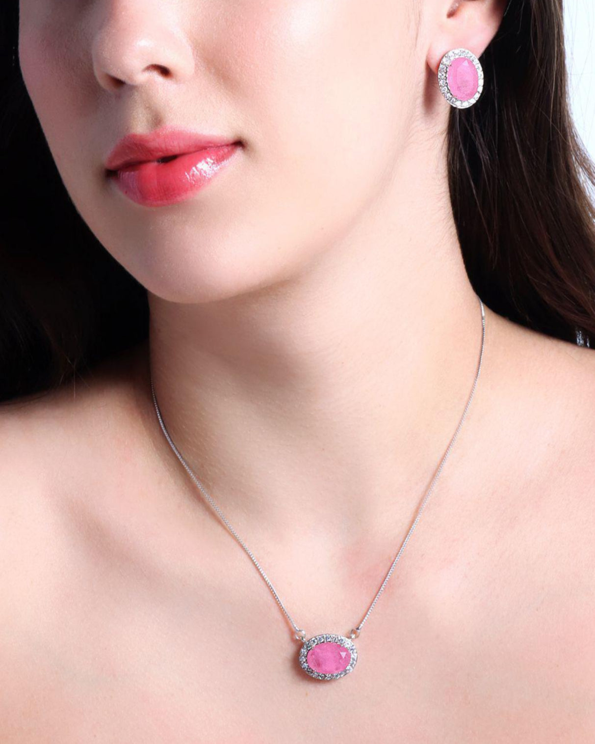NECKLACE + EARRINGS SET PINK FUSION