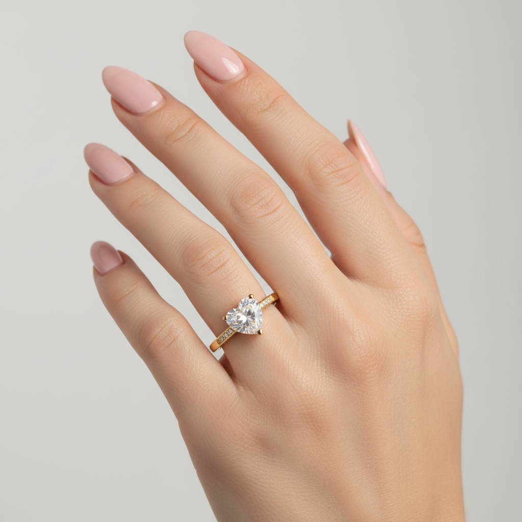 RING HEART CUBIC ZIRCONIA SOLITARY ADJUSTABLE