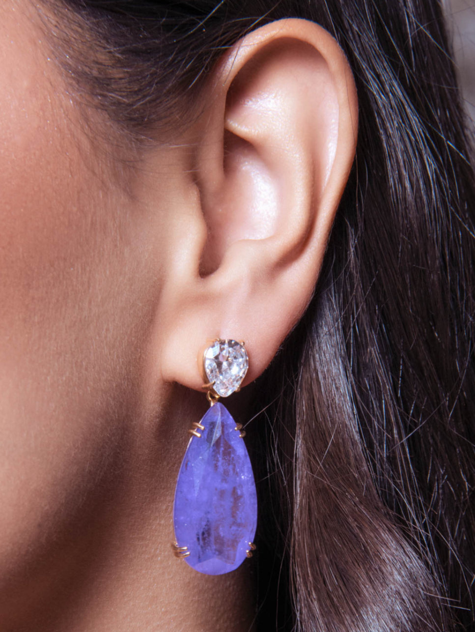 EARRING CUBIC ZIRCON + TANZANITE PURPLE FUZION