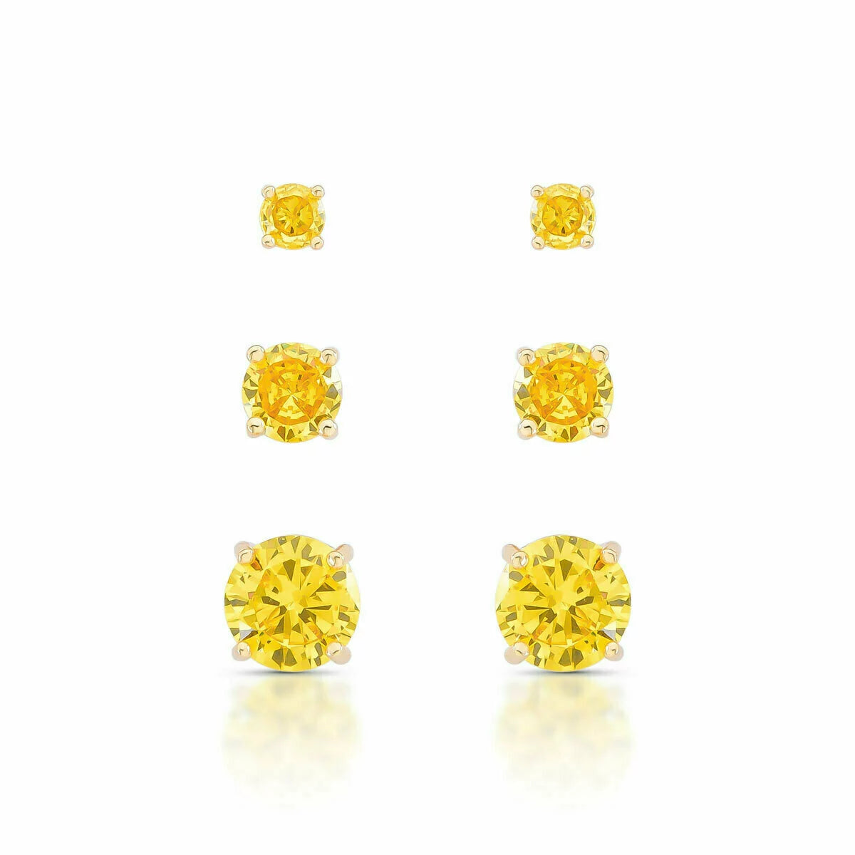 EARRING TRIO YELLOW FANCY CUBIC ZIRCONIA
