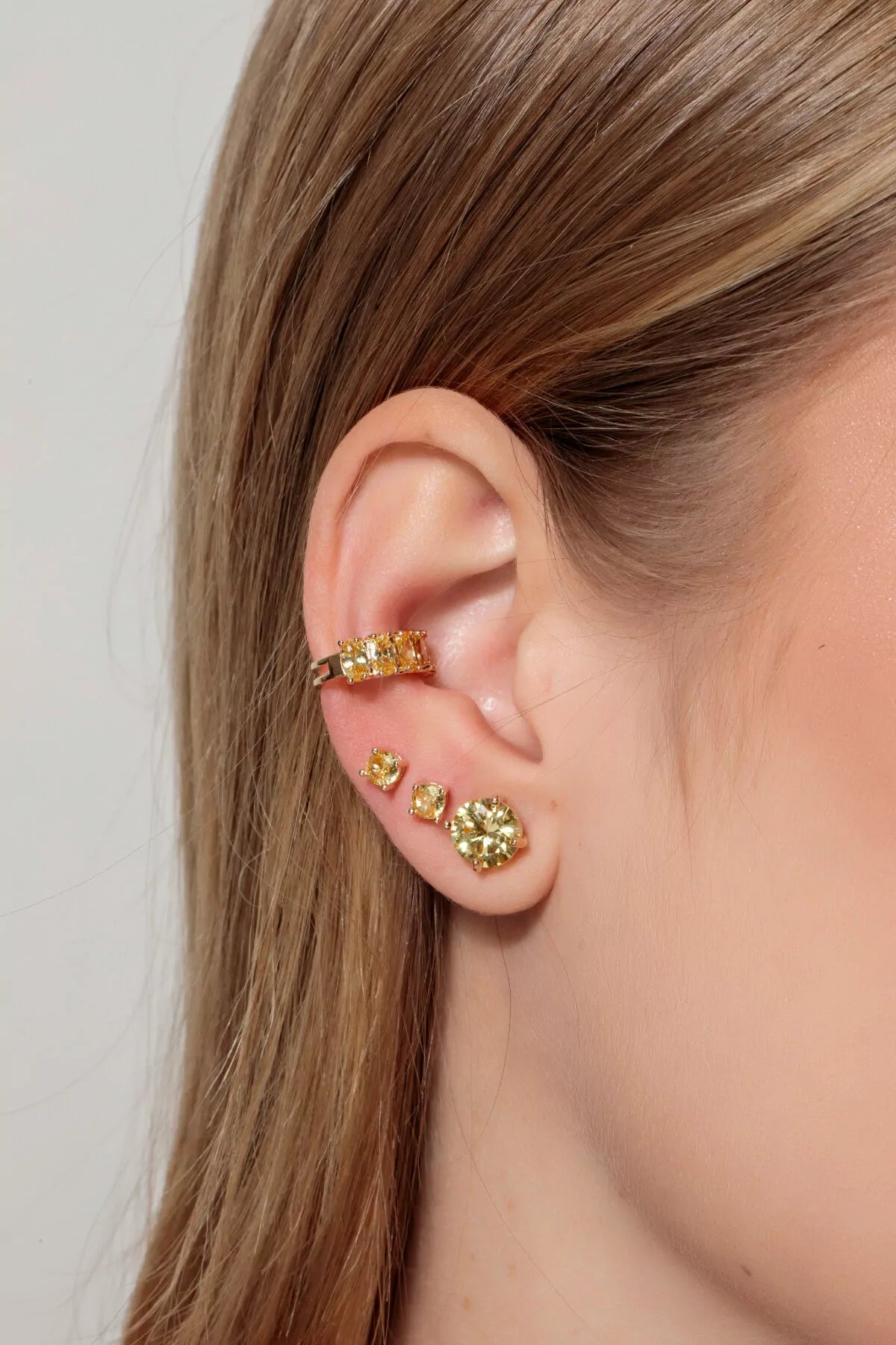 EARRING TRIO YELLOW FANCY CUBIC ZIRCONIA
