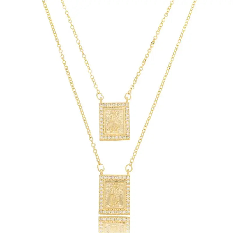 NECKLACE SCAPULAR OUR LADY OF GRACE CUBIC ZIRCONIA