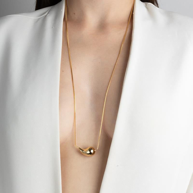 NECKLACE LONG SIDEWAYS TEAR DROP