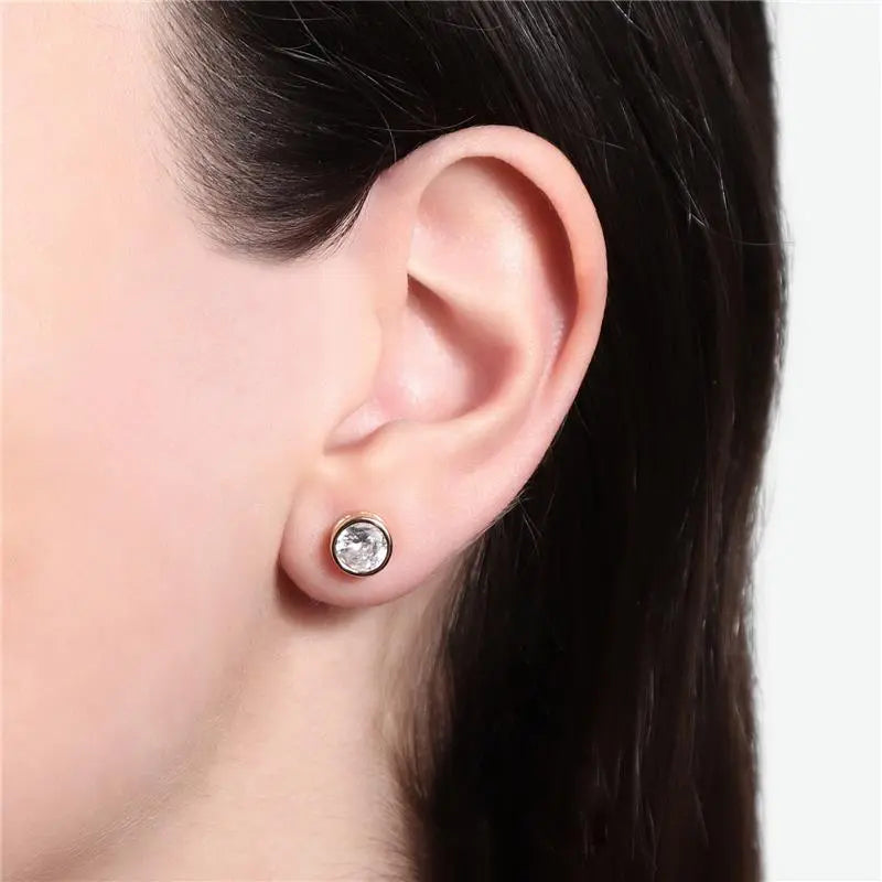 EARRINGS CUBIC ZIRCON STUD 6mm