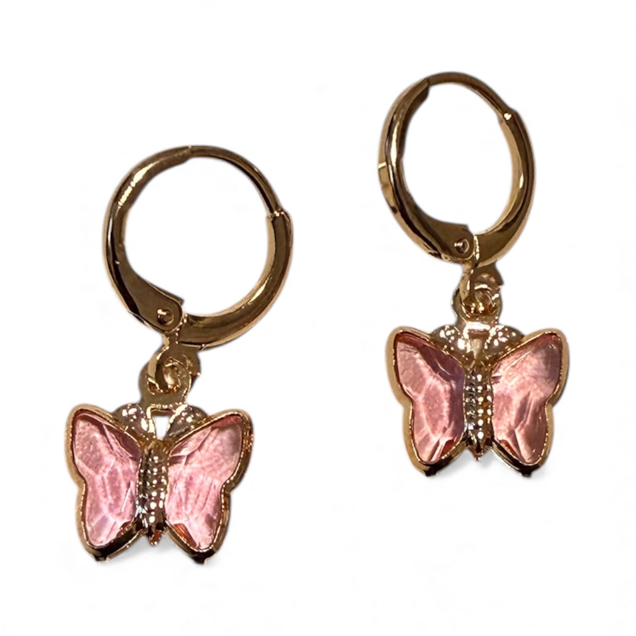 EARRING HOOPS PINK BUTTERFLY FOR KIDS