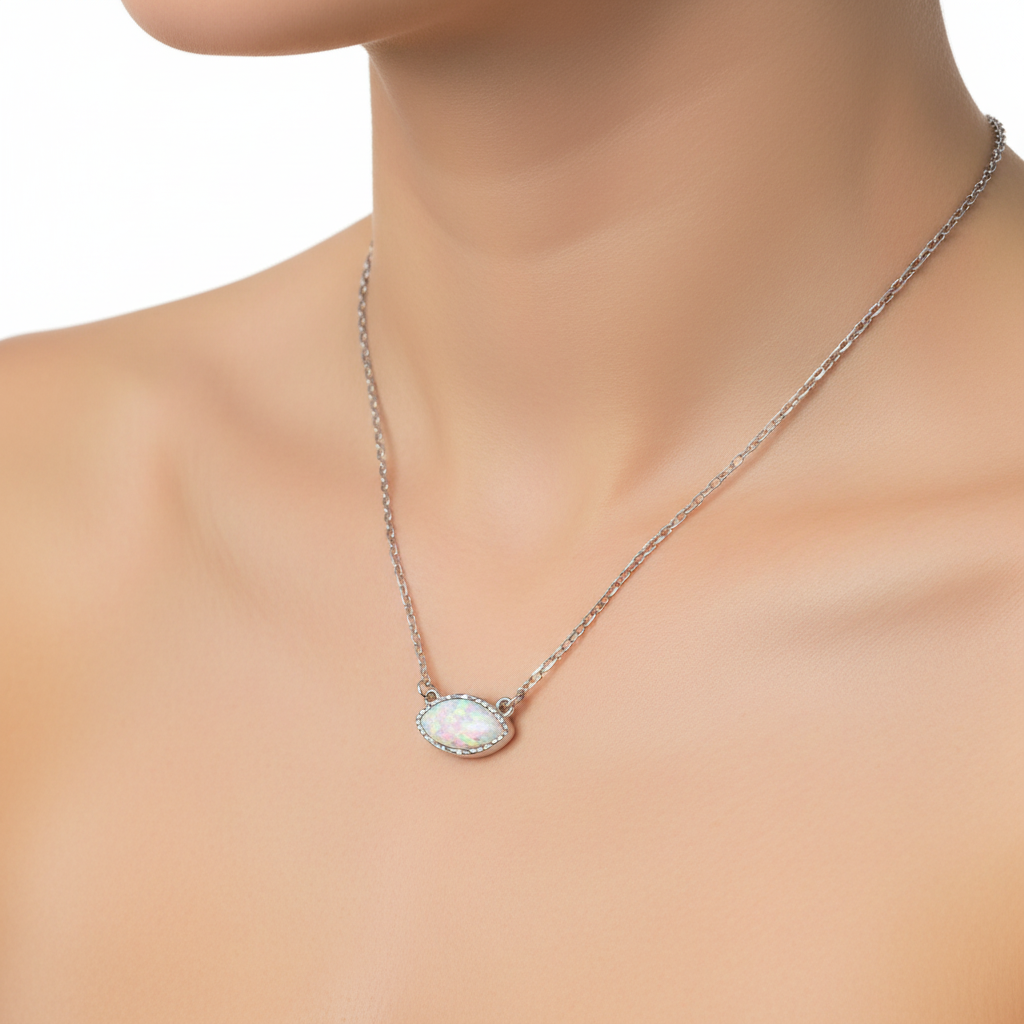 NECKLACE OPAL 925 STERLING SILVER