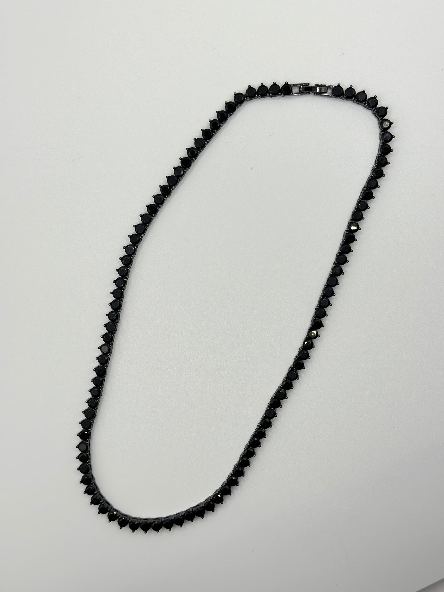 NECKLACE RIVIERA BLACK CUBIC ZIRCONIA 4MM