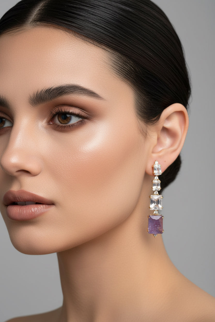 EARRINGS 4 RECTANGLE CRYSTALS