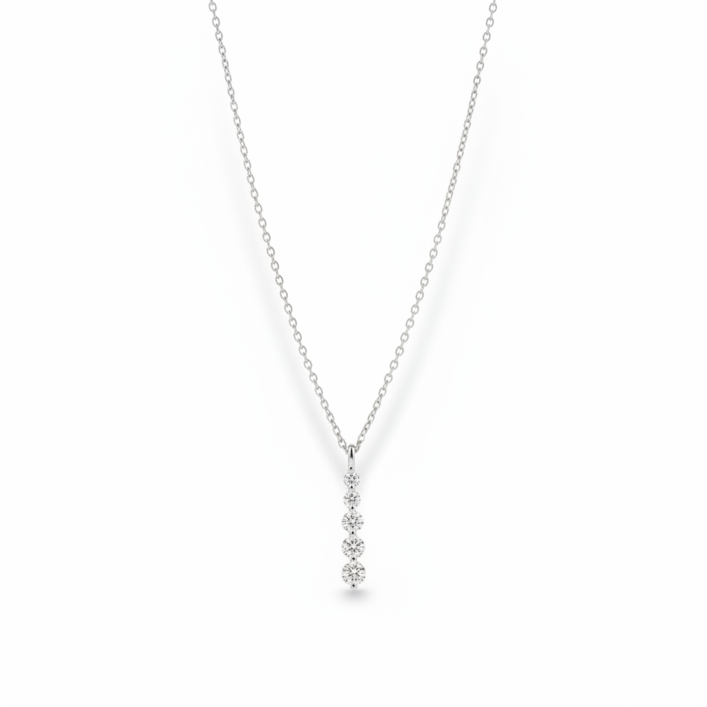 NECKLACE 5 MOISSANTES VERTICAL BAR