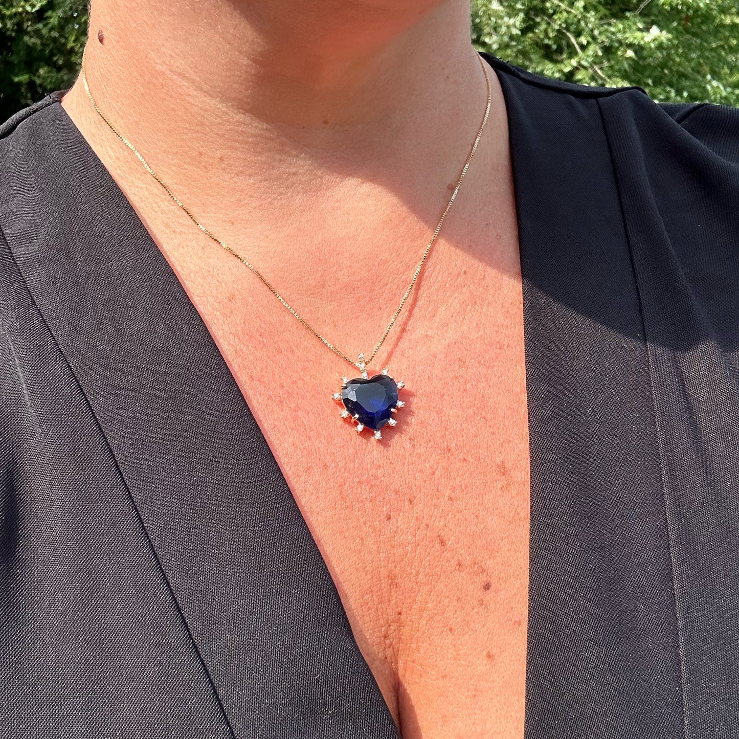 NECKLACE BLUE SAPPHIRE HEART