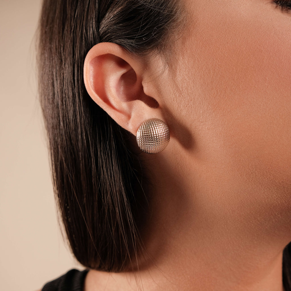 EARRINGS HALF SPHERE TEXTURED