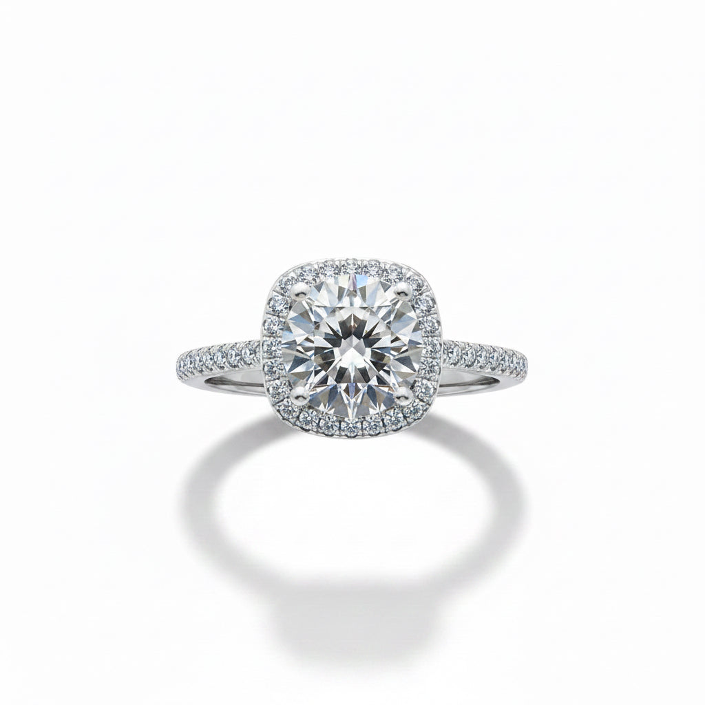 RING HALO MOISSANITE 2CT ADJUSTABLE