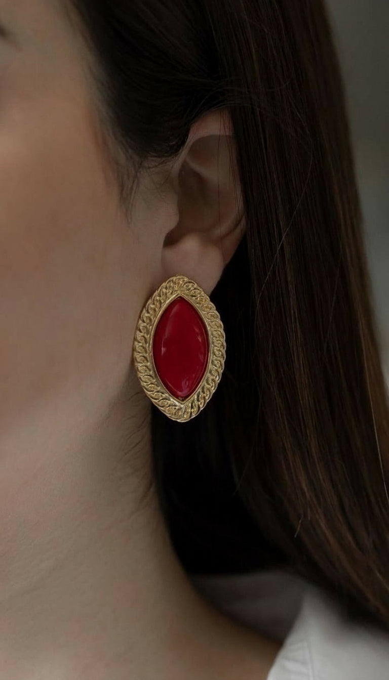 EARRINGS RED RESIN ELEGANCE