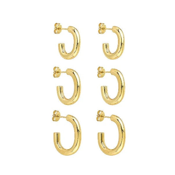 EARRING HOOPS TUBES TRIO
