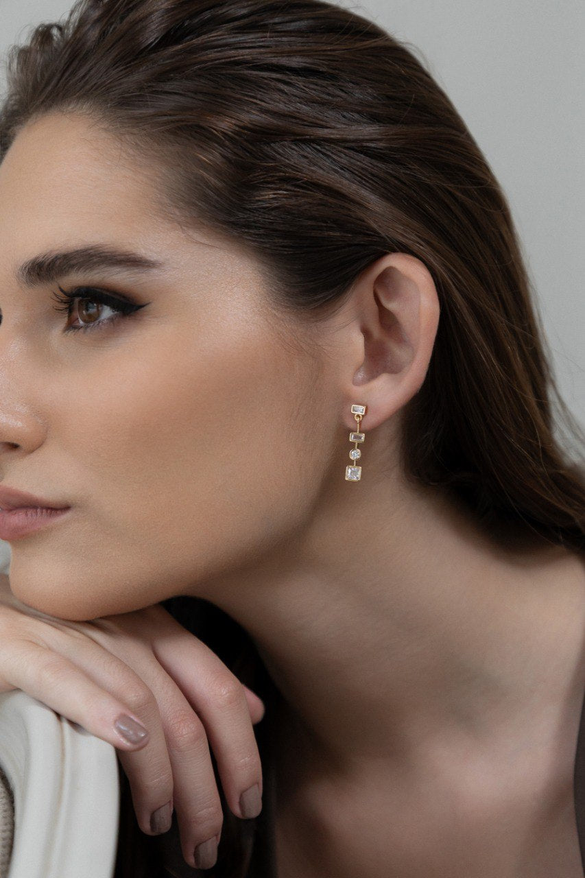 EARRING GEOMETRIC CUBIC ZIRCONIA