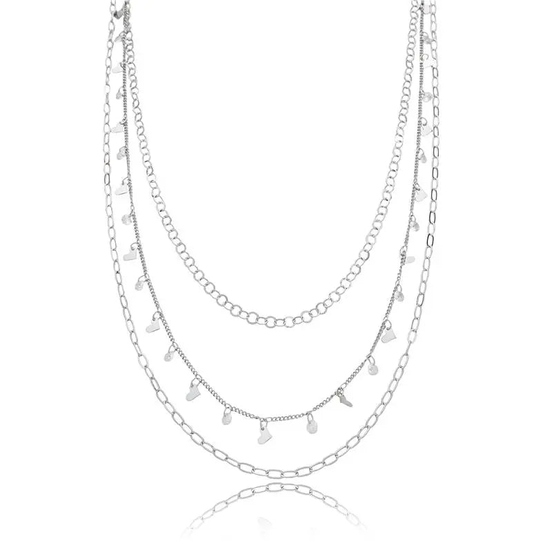 NECKLACE 3 in 1 CHAIN HEARTS AND CRYSTALS