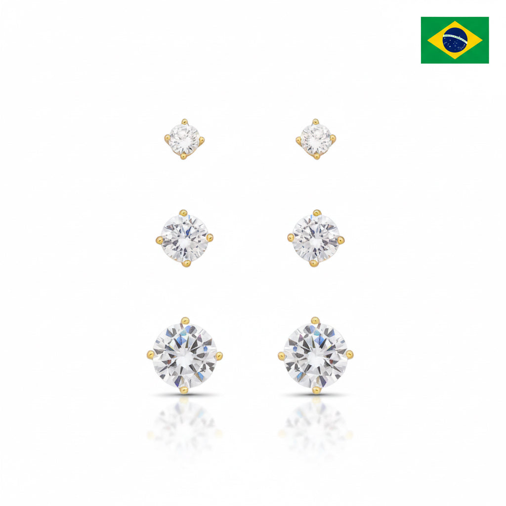 EARRING TRIO STUDS CUBIC ZIRCON