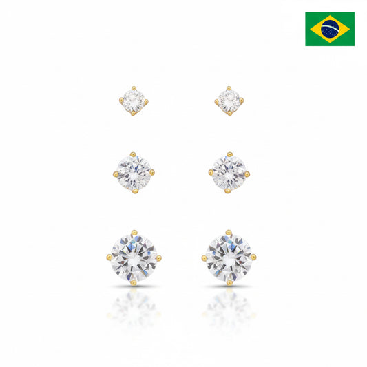 EARRING TRIO STUDS CUBIC ZIRCON