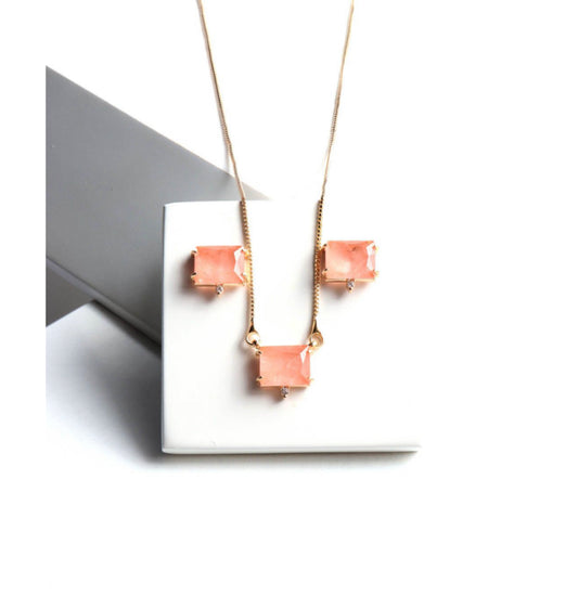 NECKLACE + EARRINGS SET PEACH FUSION CRYSTAL