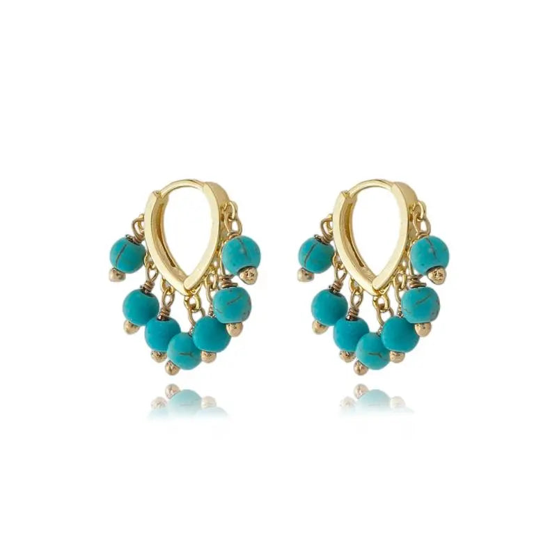 EARRING HOOPS TURQUOISE SPHERES