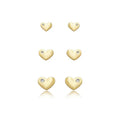 EARRINGS TRIO HEARTS TINY CRYSTAL