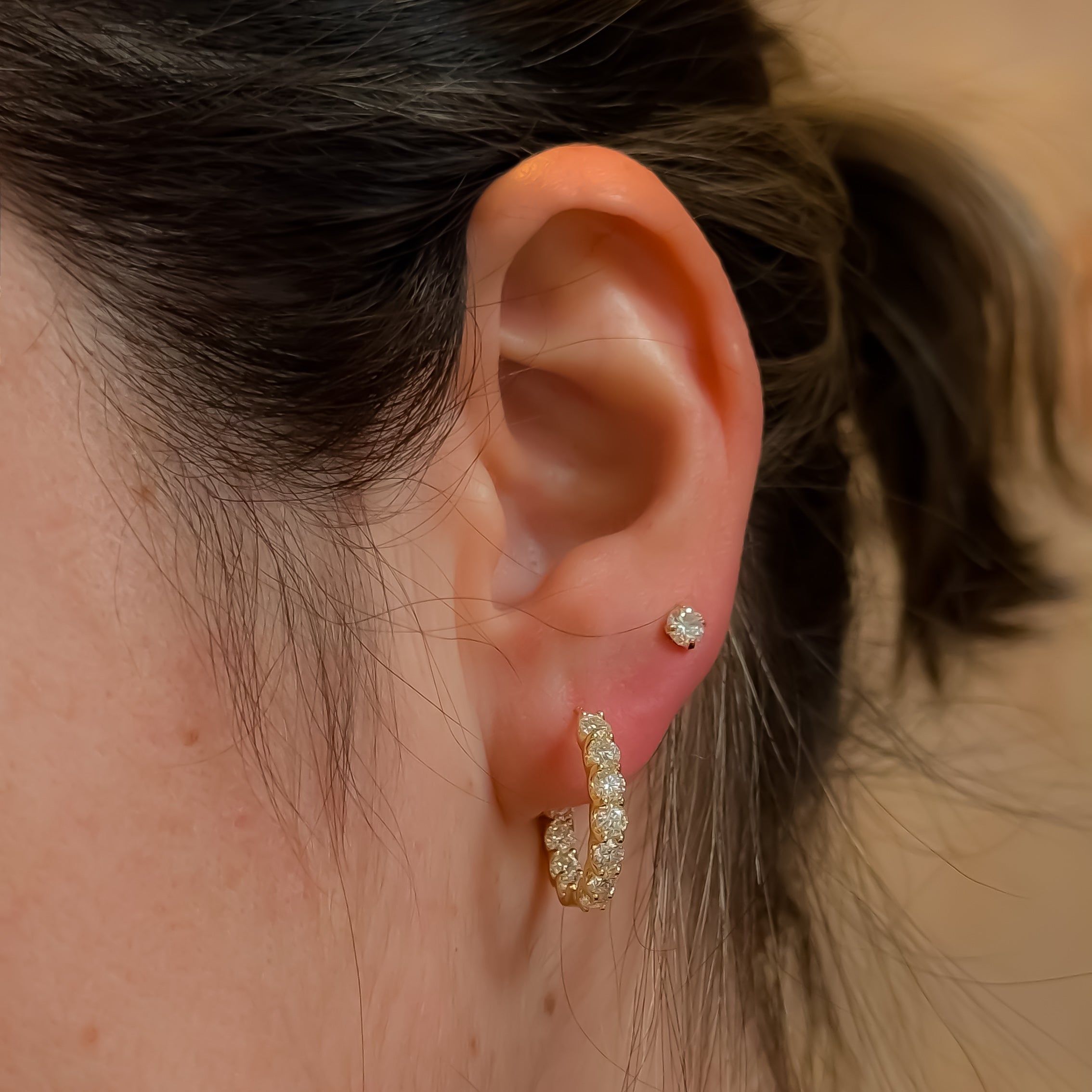 EARRING HOOPS 13 MOISSANITES 3MM EACH