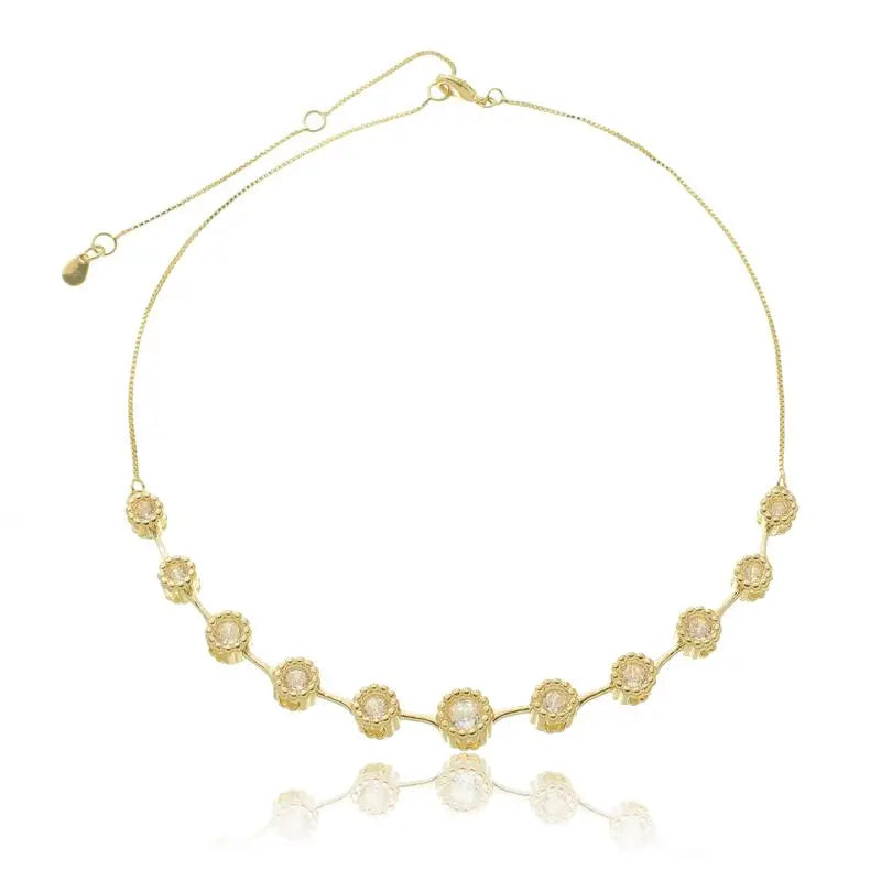 NECKLACE CHOKER ROUND CUBIC ZIRCONIA