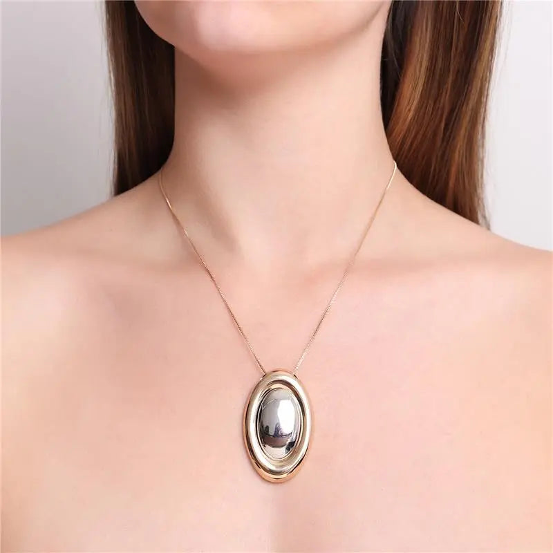 NECKLACE DUO PLATED OVAL ADJUSTABLE