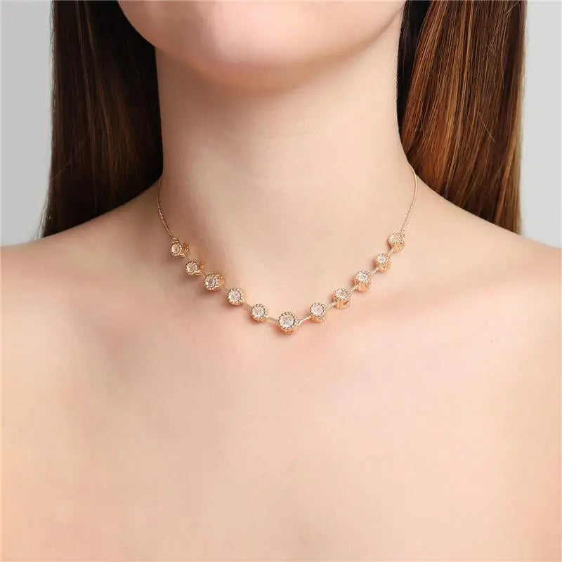 NECKLACE CHOKER ROUND CUBIC ZIRCONIA