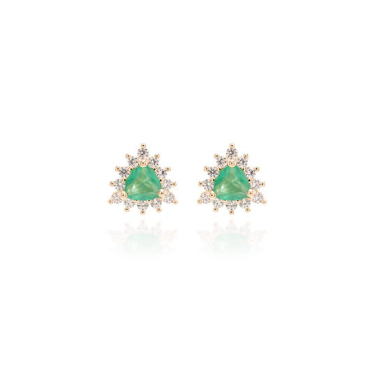 EARRING EMERALD FUSION AND CUBIC ZIRCON 8mm