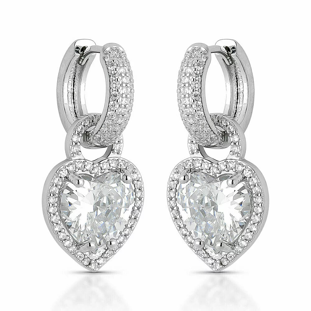 EARRING HOOPS HEART CUBIC ZIRCON