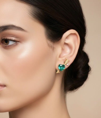 EARRING ARROWS HEART TURMALINE