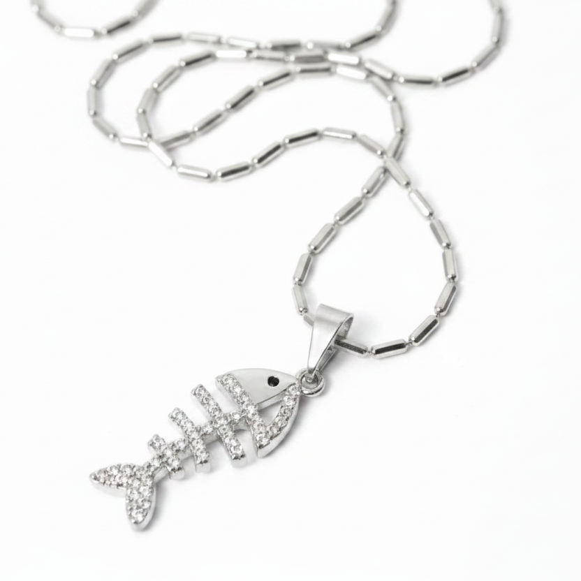 NECKLACE FISH CUBIC ZIRCONIA