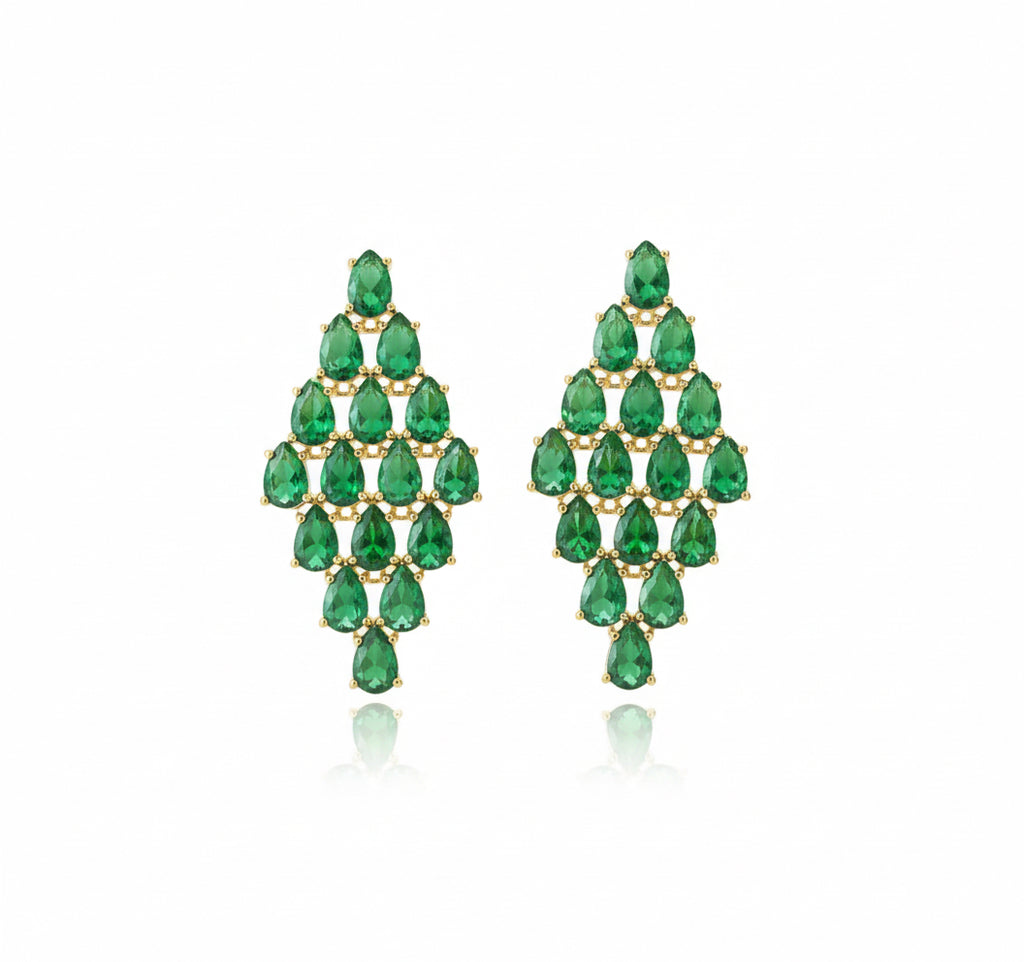 EARRING GLAMOROUS GREEN EMERALD