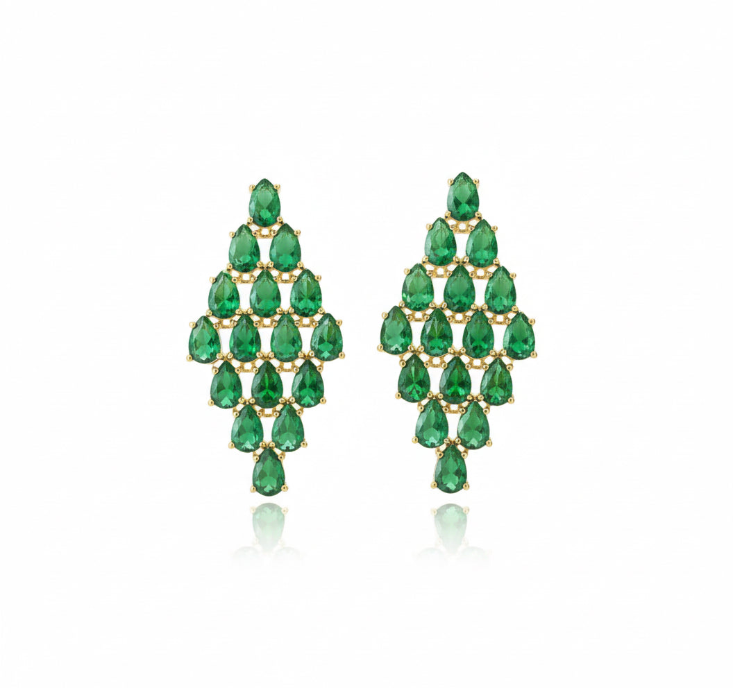 EARRING GLAMOROUS GREEN EMERALD