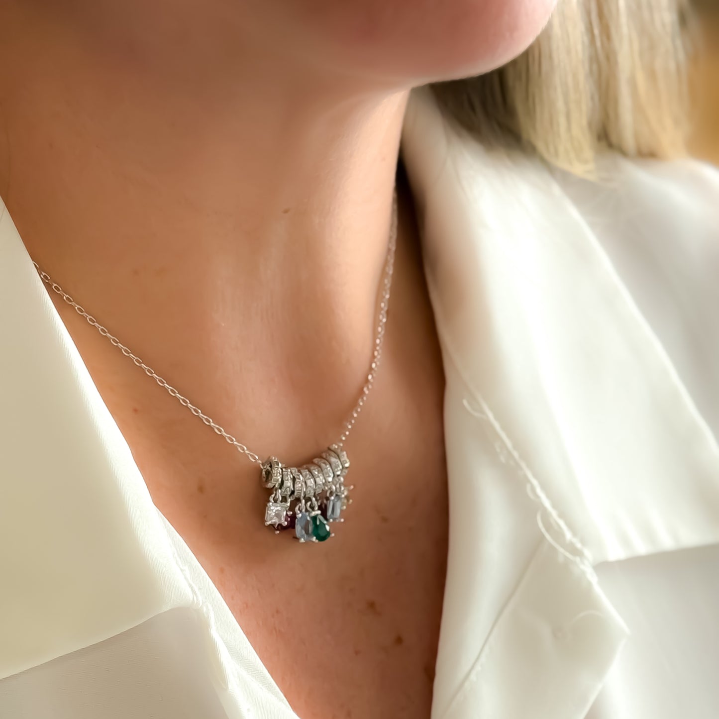 NECKLACE CUBIC ZIRCONIA GEOMETRIC PENDANTS