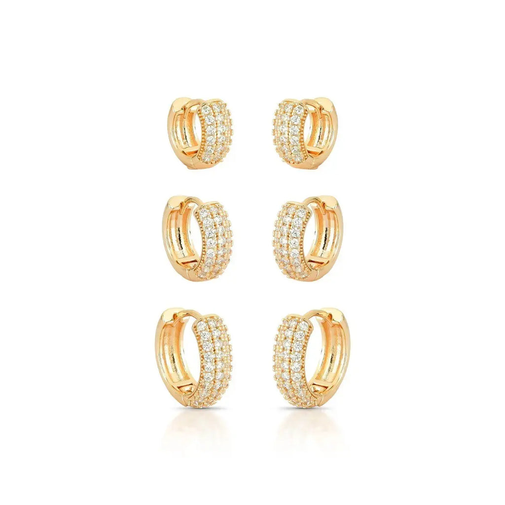 EARRING HOOPS TRIO CUBIC ZIRCONIA