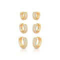 EARRING HOOPS TRIO CUBIC ZIRCONIA
