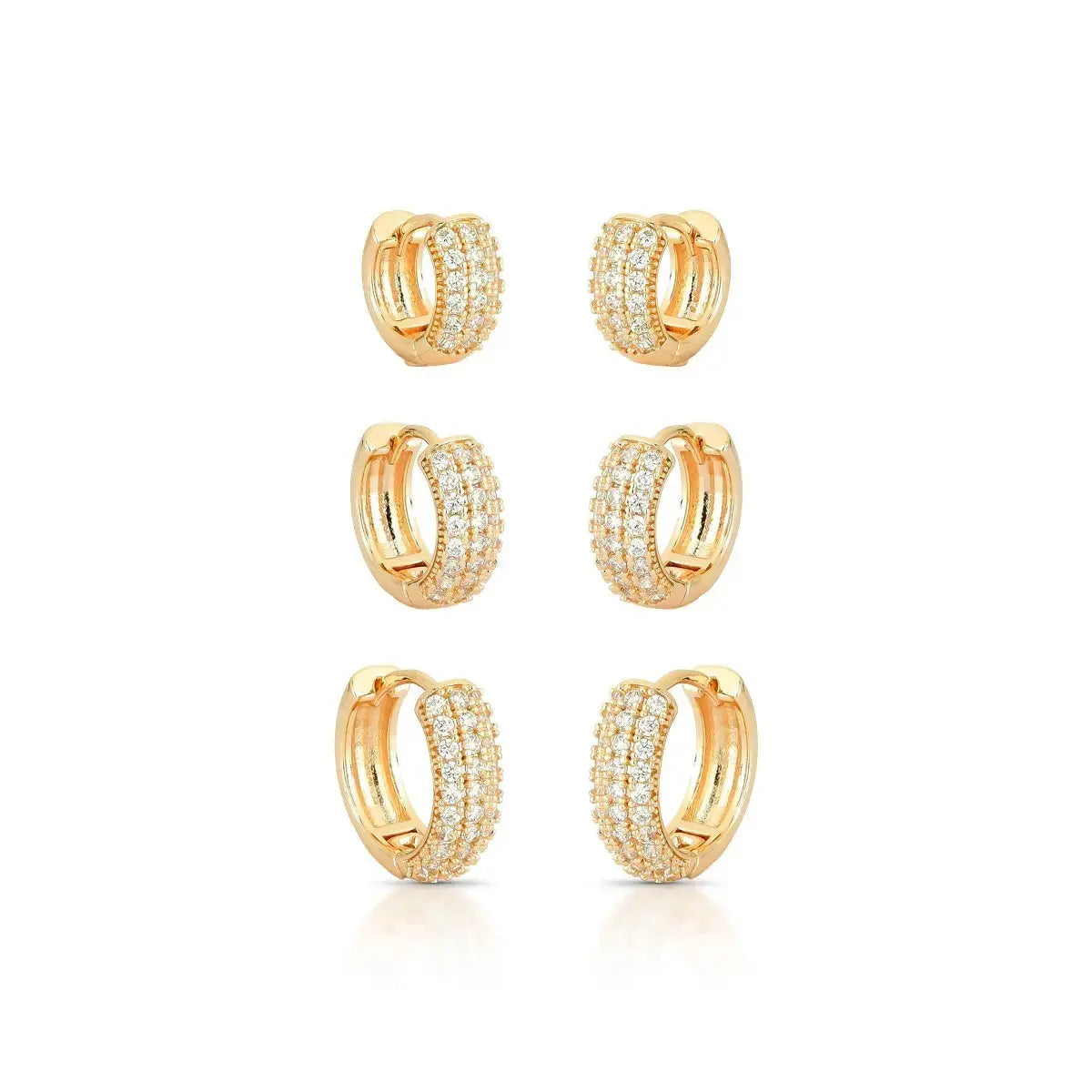 EARRING HOOPS TRIO CUBIC ZIRCONIA
