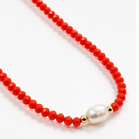 NECKLACE CHOKER NEW COLORS CRYSTALS BAROQUE PEARL