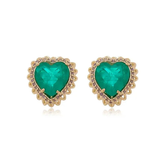 EARRING HEART FUSION GREEN