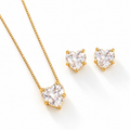 NECKLACE + EARRINGS HEART CUBIC ZIRCONIA JEWELRY SET