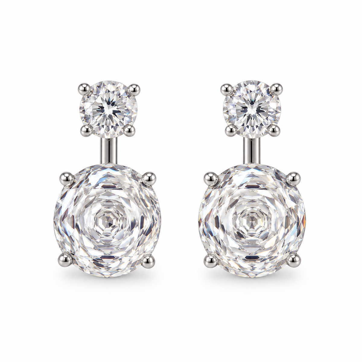 EARRINGS EAR JACKET ROSE CUT CUBIC ZIRCONIA
