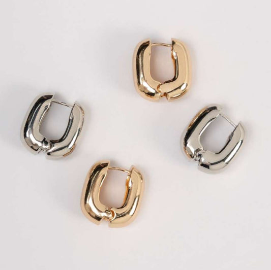 EARRING HOOPS BULKY RECTANGLE