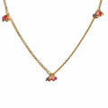 NECKLACE WITH RED/PEACH COLOR NATURAL CRYSTALS 80cm LONG
